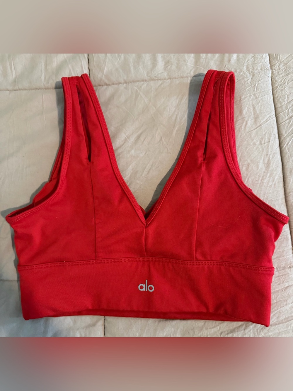 ALO Yoga Bright Red V-Neck Sports Bra